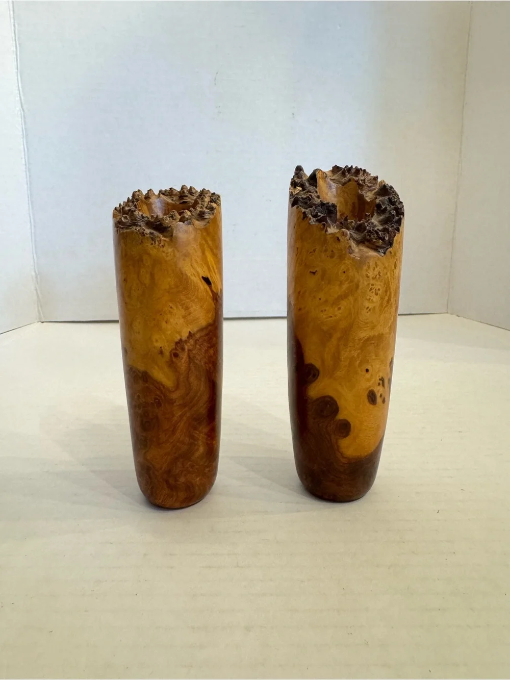 Amboyna Burl Wood Vase Natural Edge Flower Vase Artisan Crafted Sculpture Decor